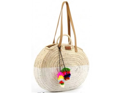 BOLSO OVALADO GRANDE PINTADO POMPON MULTICOLOR